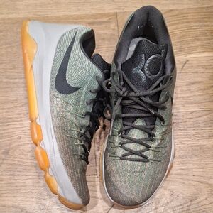 Nike KD Sneakers in Green and Black with Orange Soles